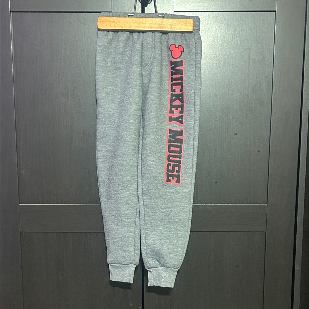 Disney Gray and Red Mickey Mouse Kids Sweatpants